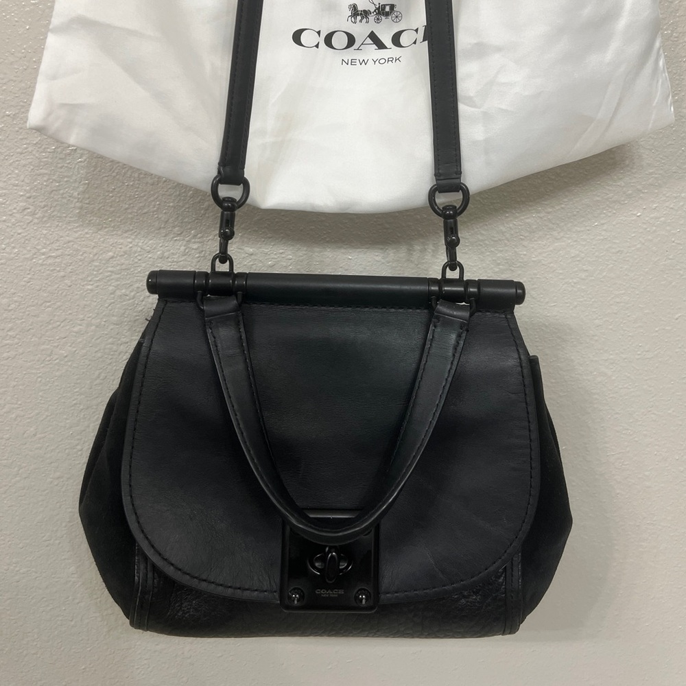 Coach Black Leather Satchel with Silver-Tone Hardware - Picture 5 of 14